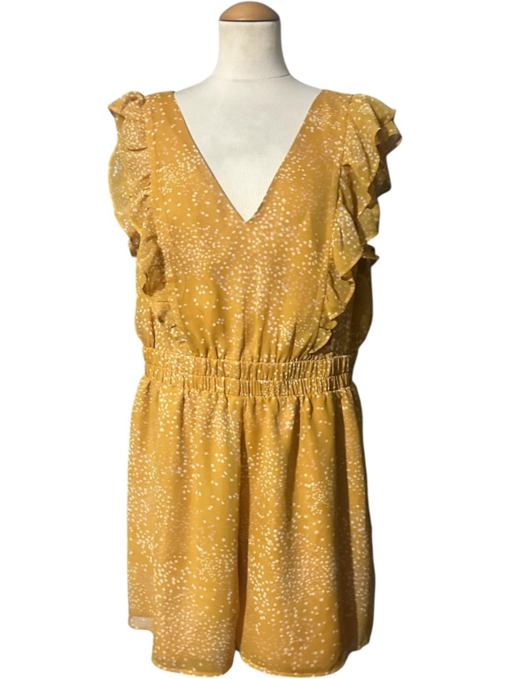 Express Ruffle Sleeve Romper NWT Floral Yellow Size L